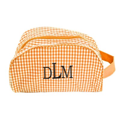 181020 - ORANGE/WHITE GINGHAM COSMETIC BAG